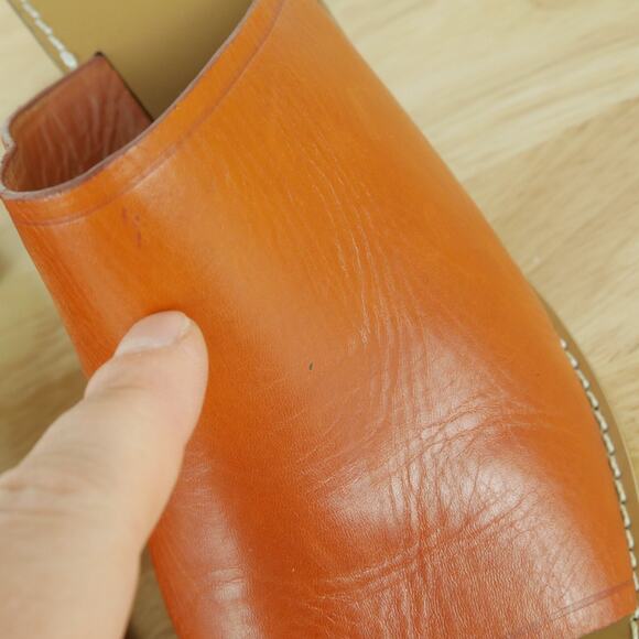 J Crew Size 10 Marlow Mules Brown Leather Slides Block Heel Sandals Preppy Boho - Picture 4 of 13